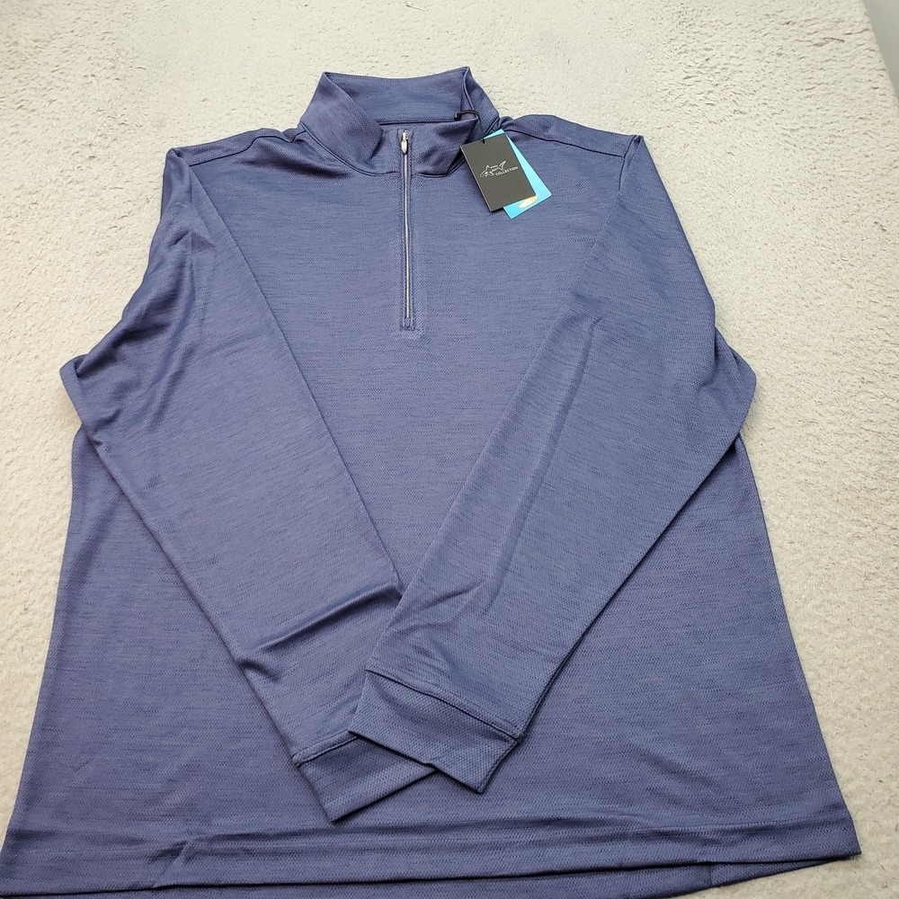 Greg Norman Golf 1/4 Zip Pullover Mens L Blue Performance Stretch Play-Dry Logo
